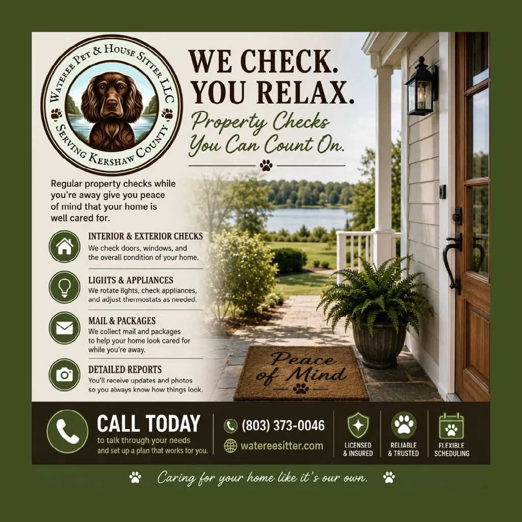 Front of a Camden, South Carolina home during a house-only property check visit